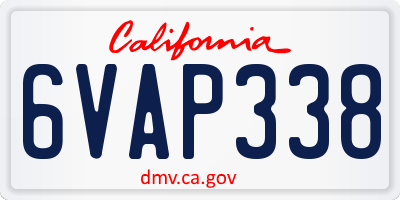CA license plate 6VAP338