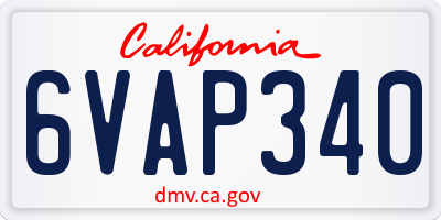 CA license plate 6VAP340