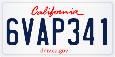 CA license plate 6VAP341