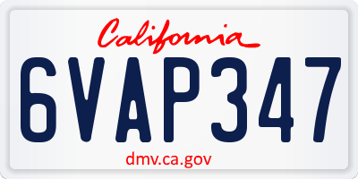 CA license plate 6VAP347