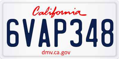 CA license plate 6VAP348