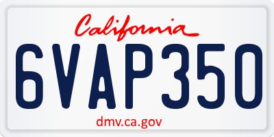 CA license plate 6VAP350