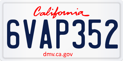 CA license plate 6VAP352