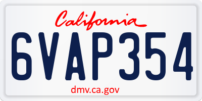 CA license plate 6VAP354