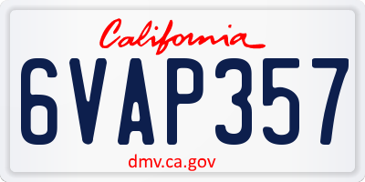 CA license plate 6VAP357