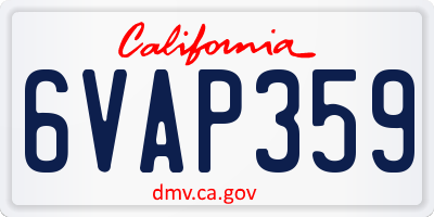 CA license plate 6VAP359