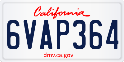 CA license plate 6VAP364