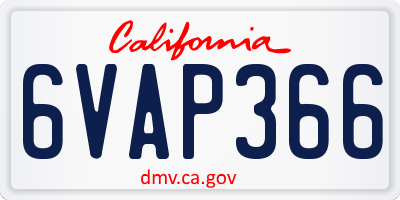CA license plate 6VAP366