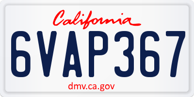 CA license plate 6VAP367