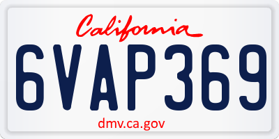CA license plate 6VAP369