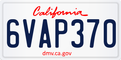 CA license plate 6VAP370