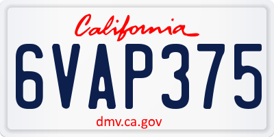 CA license plate 6VAP375