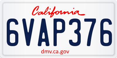 CA license plate 6VAP376