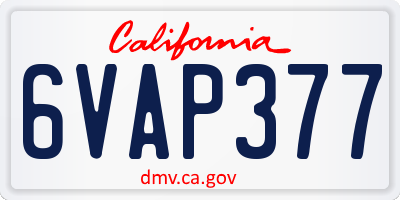 CA license plate 6VAP377