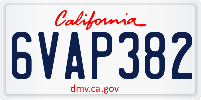 CA license plate 6VAP382