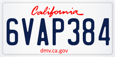 CA license plate 6VAP384