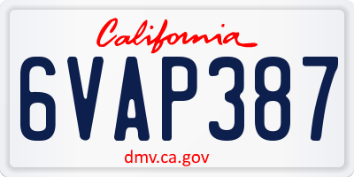CA license plate 6VAP387
