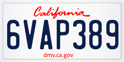 CA license plate 6VAP389