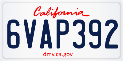 CA license plate 6VAP392