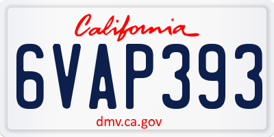CA license plate 6VAP393
