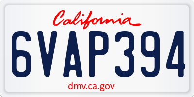 CA license plate 6VAP394
