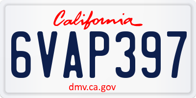 CA license plate 6VAP397