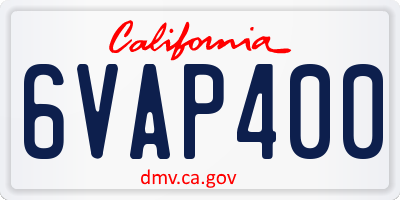 CA license plate 6VAP400