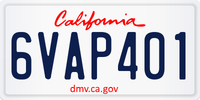 CA license plate 6VAP401