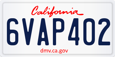 CA license plate 6VAP402