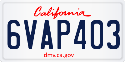 CA license plate 6VAP403