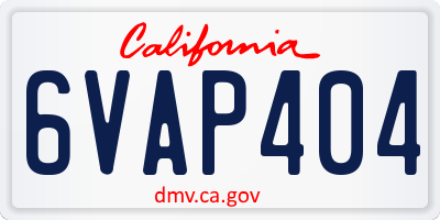 CA license plate 6VAP404