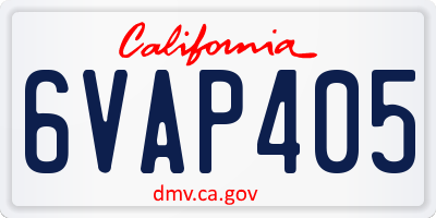 CA license plate 6VAP405