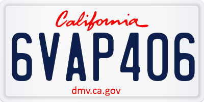 CA license plate 6VAP406