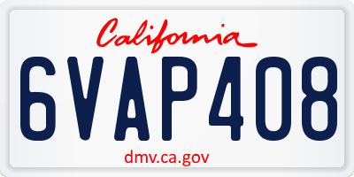 CA license plate 6VAP408