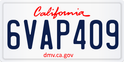 CA license plate 6VAP409