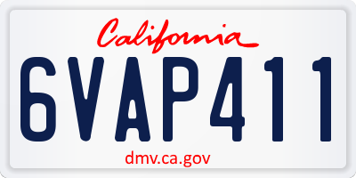 CA license plate 6VAP411