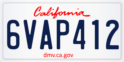 CA license plate 6VAP412