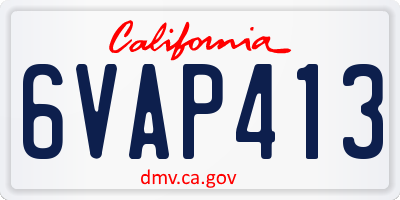 CA license plate 6VAP413
