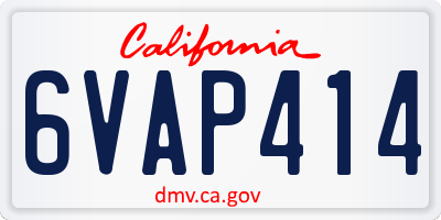 CA license plate 6VAP414