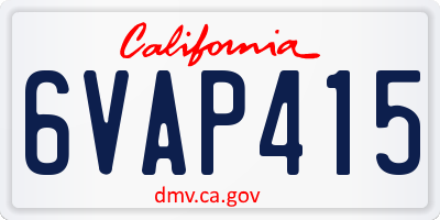 CA license plate 6VAP415