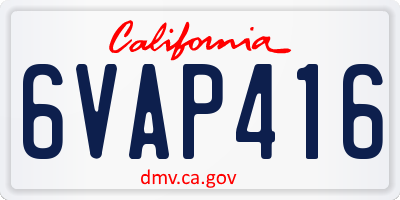 CA license plate 6VAP416
