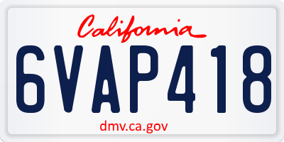 CA license plate 6VAP418