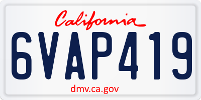CA license plate 6VAP419