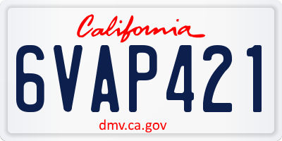 CA license plate 6VAP421