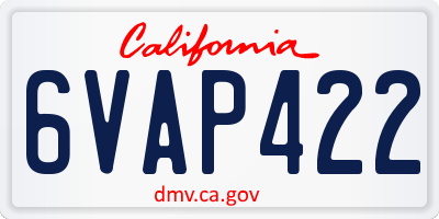CA license plate 6VAP422