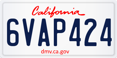 CA license plate 6VAP424
