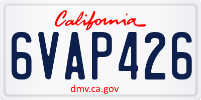 CA license plate 6VAP426