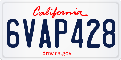 CA license plate 6VAP428
