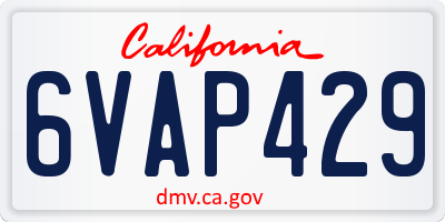 CA license plate 6VAP429