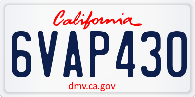 CA license plate 6VAP430